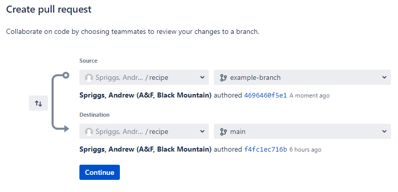 bitbucket pull request menu