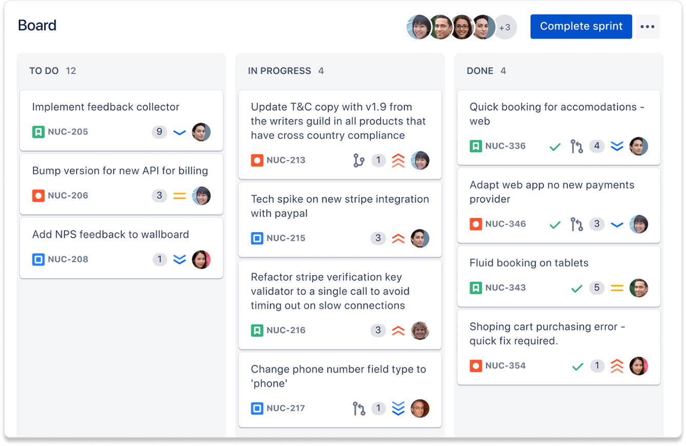 An example of a Jira Kanban board