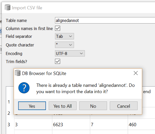 DB Browser Import